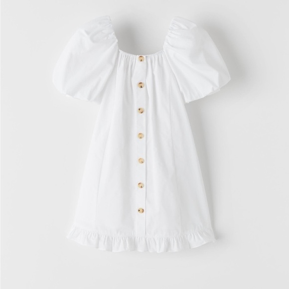 Zara Other - Zara Kids Girl Voluminous Balloon Sleeve Dress White 6